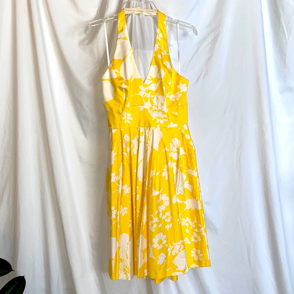 American Living Yellow floral halter dress